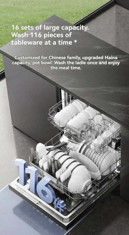 Integrated Sink Dishwasher Xiaomi Mijia Smart Embedded Dual Purpose Dishwasher 16 Sets N1 Large Capacity QMDW1602M Built-in Dish