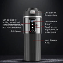 Yanace Smart Car Kettle 12V/24V Portable Electric Heating Cup with Digital Display Camping Office 500ml Capacity Black Design