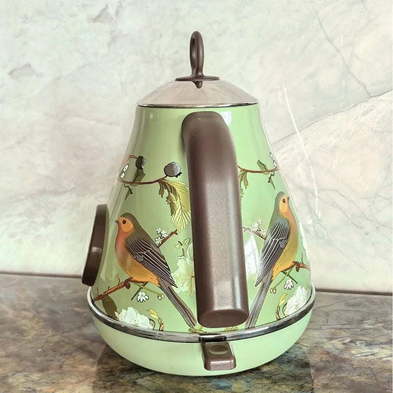 220V Retro Home Electric Kettle 304 Stainless Steel Quick Boiling Kettle Teapot Auto Power Off With Temperature Display 1.7L