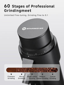 STARSEEKER EDGE PLUS Electric Coffee Grinder 63MM Titanium Burr Stepless Fineness Adjustment Removable Magnetic Suction Port