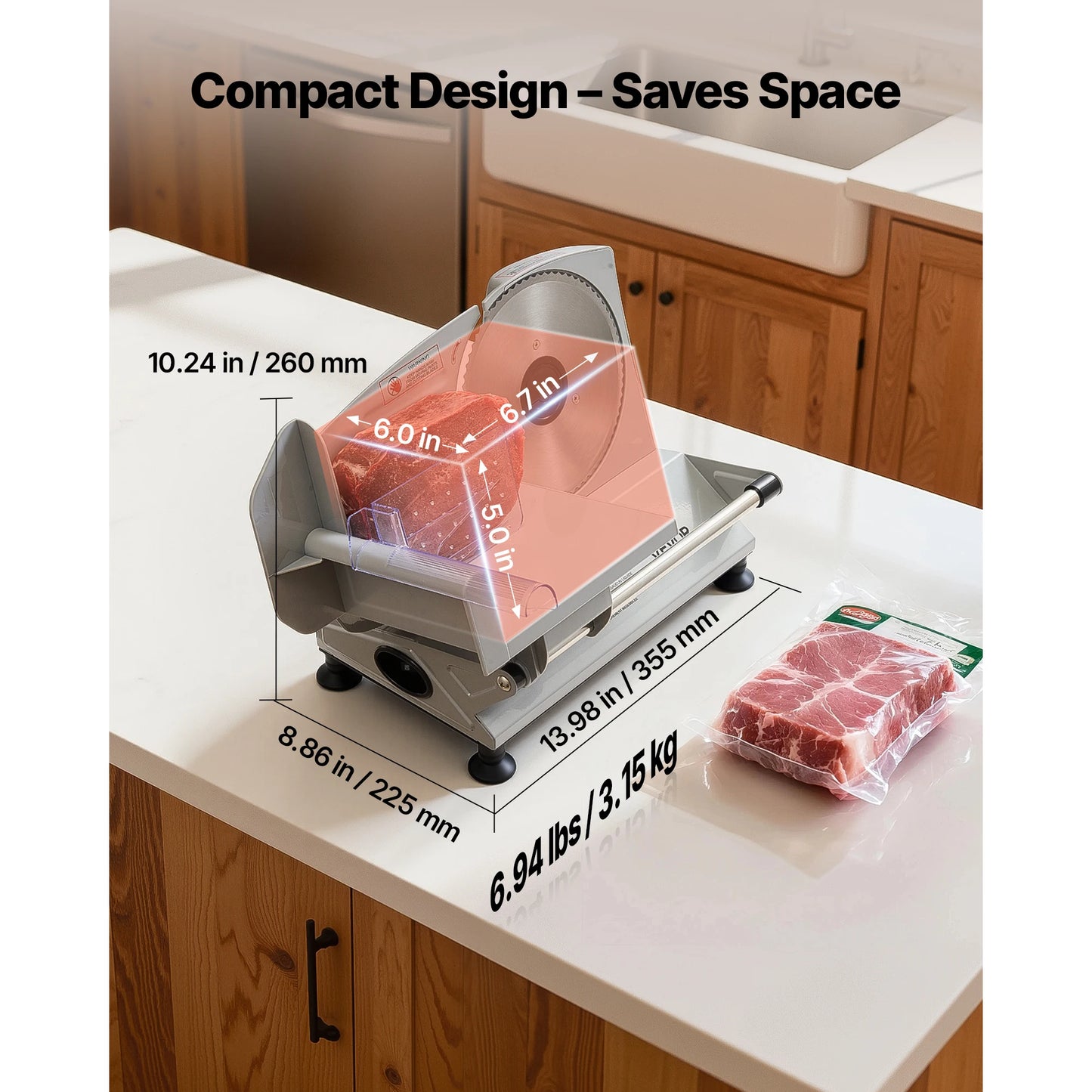 SucceBuy Meat Slicer 150/180/200W Electric Deli Slicer Machine with Blade 0-0.6 inch Adjustable Thickness for Meat Baguett Steak