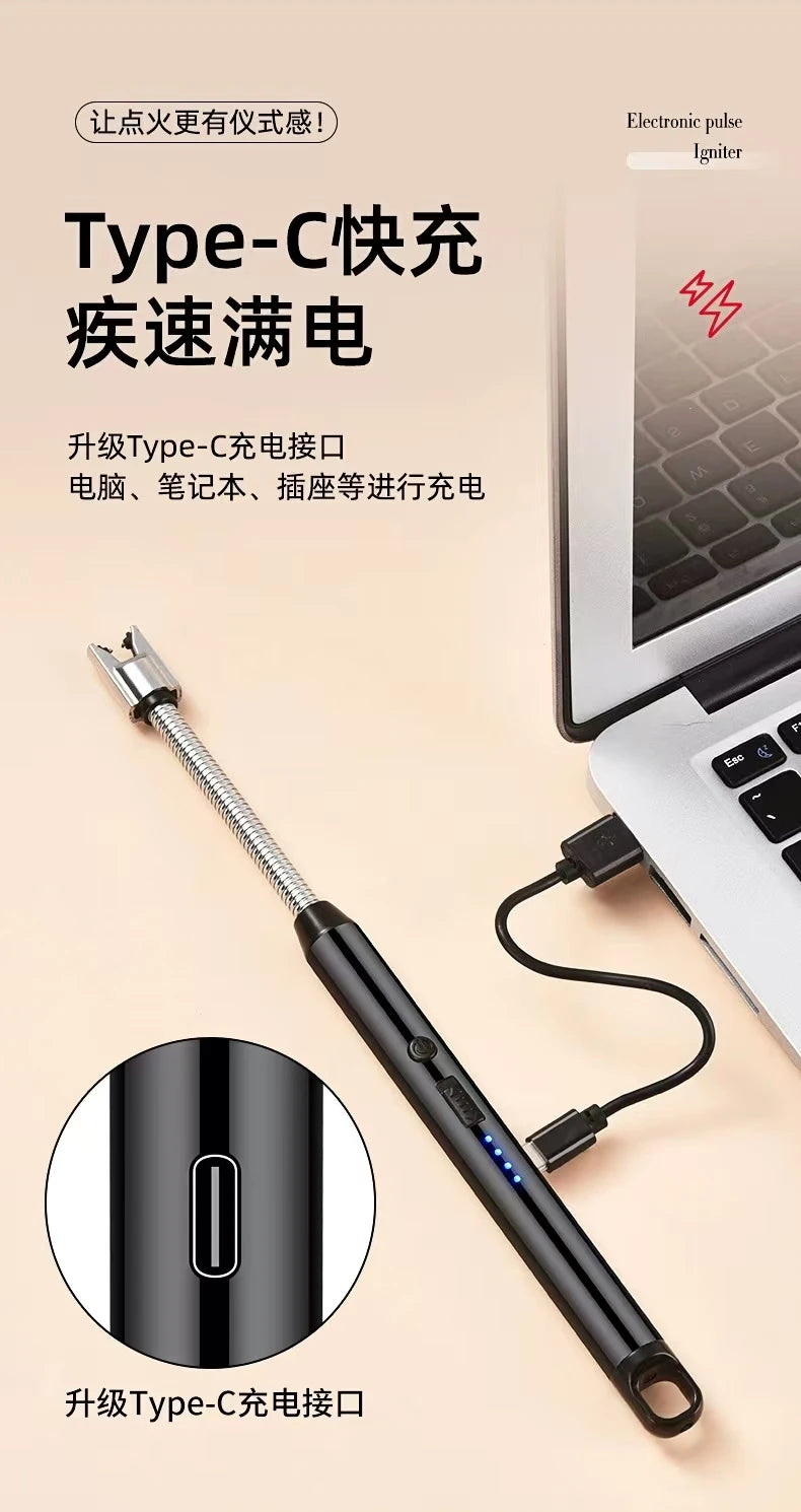 Kitchen USB Electric Arc Lighter Rechargeable Windproof BBQ Flameless Plasma Candle Long Lighters Hose Gas Stove Ignition Gun