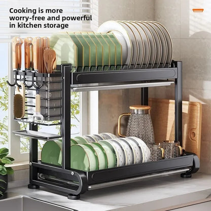Minimalist Countertop Storage Stainless Steel Drain Dish Rack Kitchen Shelf Multifunctional Shelf Drain Dish Rack