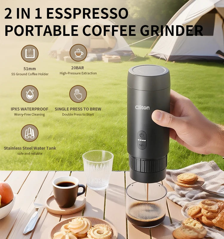 Electric Esspresso Coffee Machine Portable Electric Coffee Maker Set for Outddoor