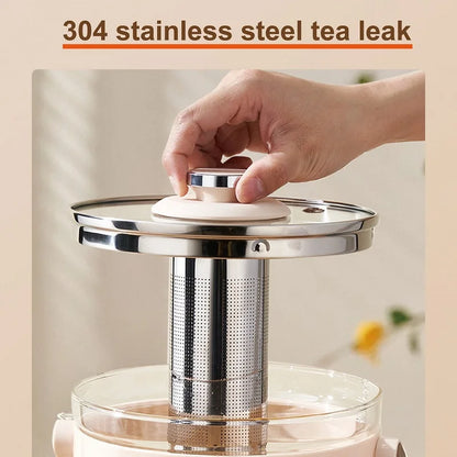 1200W/3L Home Electric Kettle Multifunctional Health Pot Glass Flower Teapot Soup Stew Pot Commercial Faucet Fruit Tea Bucket
