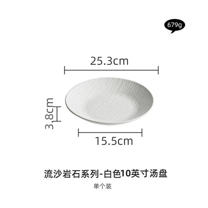 Black and white ceramic tableware, plates, plates, household eating bowls, soup bowls, high-end luxury Japanese tableware sets.