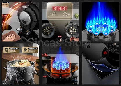 Two-burner Gas Stove Desktop Fierce Fire Kitchen Gas Stove Dual Stove Embedded Nature Gas/LPG Timing Stove Dual-Use Gas Cooker