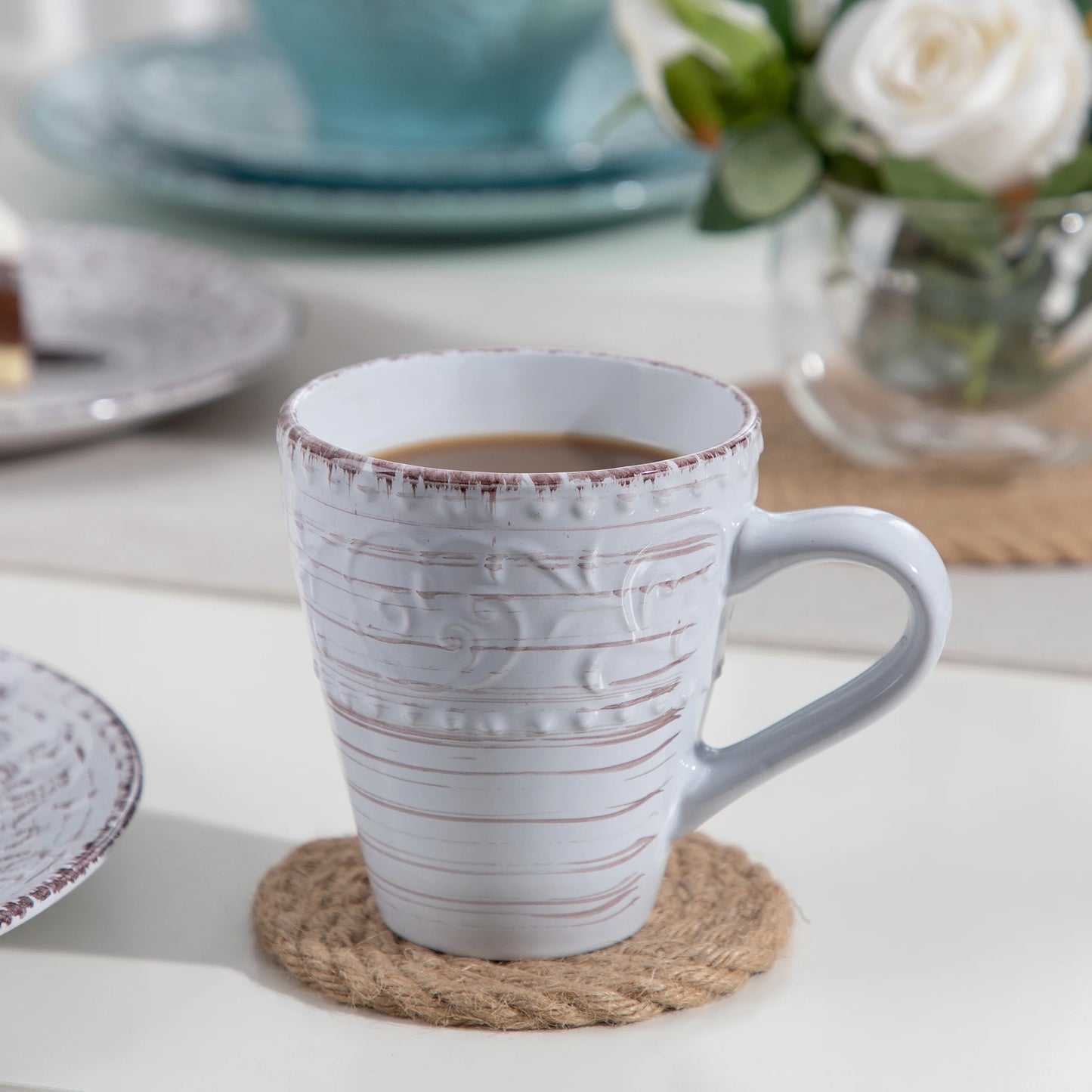 vancasso 16/32 Ceremic Plates Dinner Set Stoneware Tableware Set with 4PCS Dinner Plate/Dessert Plate/Bowl/Mug for 4 Person