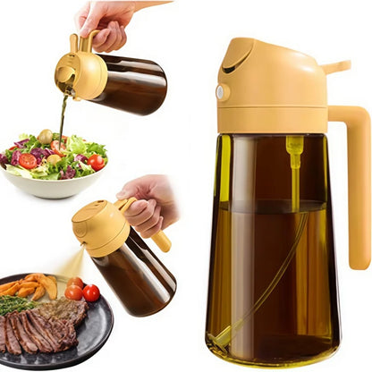Oil Spray 470ml-2-in-1 Kitchen Oil Spray, Air Fryer, Salad, Vinegar and Kitchen Accessories Dispenser-Black