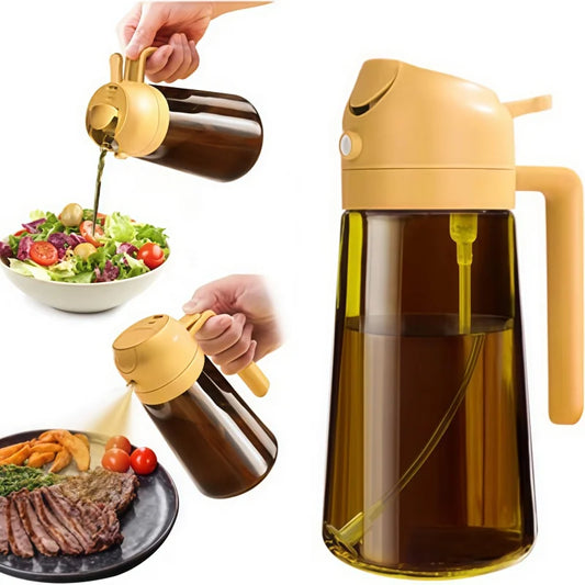 Oil Spray 470ml-2-in-1 Kitchen Oil Spray, Air Fryer, Salad, Vinegar and Kitchen Accessories Dispenser-Black