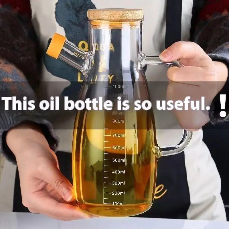 💕High Borosilicate Glass Oil Bottle,Household Transparent Glass Soy Sauce Bottle,High-temperature Resistant Oil Bottle
