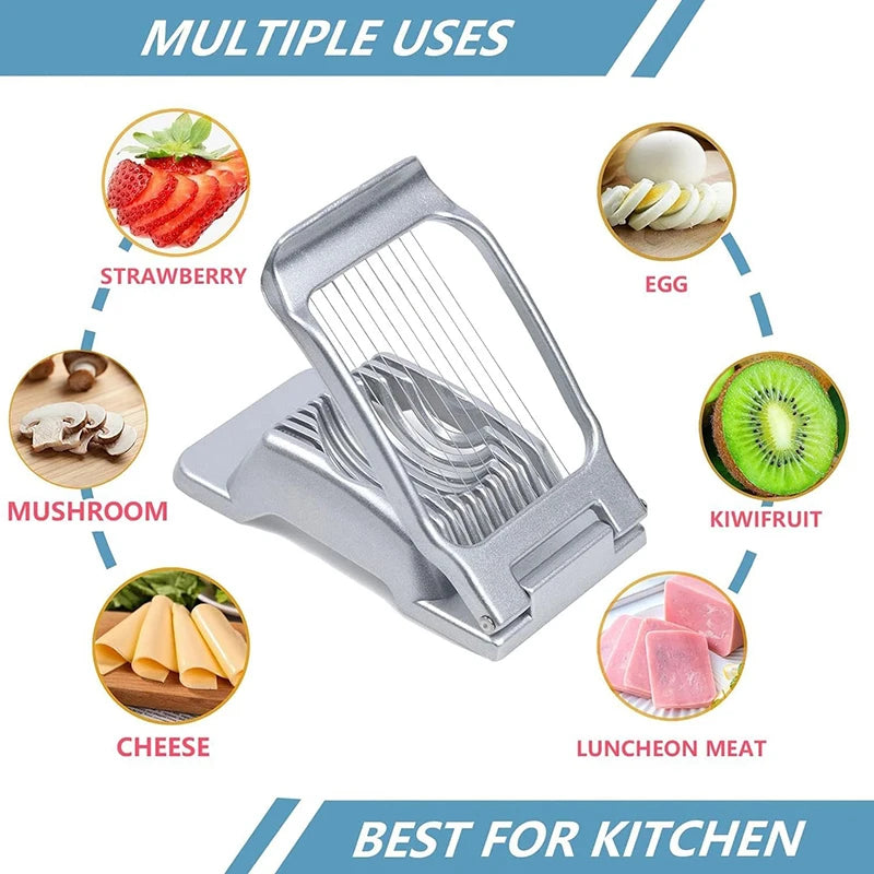 Aluminum Alloy Egg Slicer Egg Slicer Cutter for Boiled Eggs Multipurpose Slicer for Egg Ham Strawberry Banana Kitchen Gadget