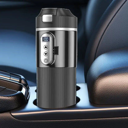 450ML Heated Coffee Mug 12/24V Stainless Steel Car Heating Cup Electric Kettle Water Warmer Bottle LCD Display Heat Preservation