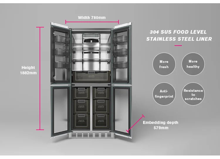 2025 BCD-355WQB Best-Selling Built-In Refrigerator-Freezer - 355L Home Appliance with Premium Cooling Performance