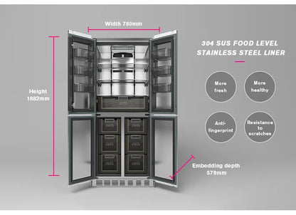 2025 BCD-355WQB Best-Selling Built-In Refrigerator-Freezer - 355L Home Appliance with Premium Cooling Performance