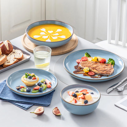 VANCASSO NYMPH 16/32 Piece Ceramic Glaze Tableware Set with Dinner/Dessert/Soup Plate/Bowl  For 4/8 Person 4 Color Optional
