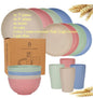 Natural Wheat Straw Tableware Set Dinnerware Sets Biodegradable Unbreakable Plates, Bowls, Cups Lightweight for Kitchen Camping