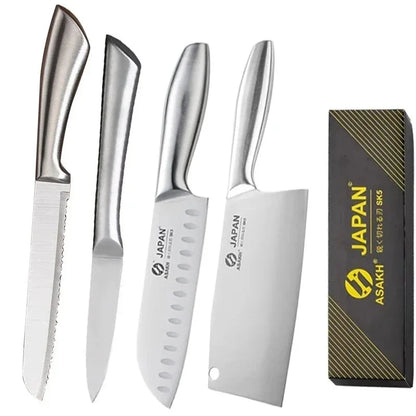 WXCOO All Steel Kitchen Knife Set Bread Cutting Professional 7inch Santoku Meat Cleaver Boning Knife Kitchen Accessories