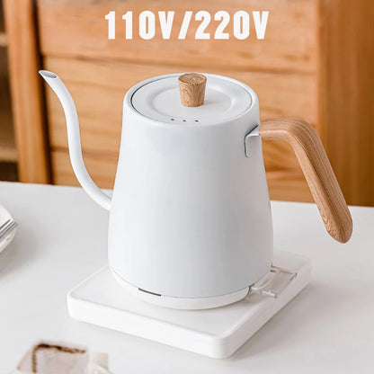 110V/220V Electric Kettle 800ml Hand Brew Coffee Pot Gooseneck Jug Slender Mouth Teapot 304 Stainless Steel Liner Kettle 1000W