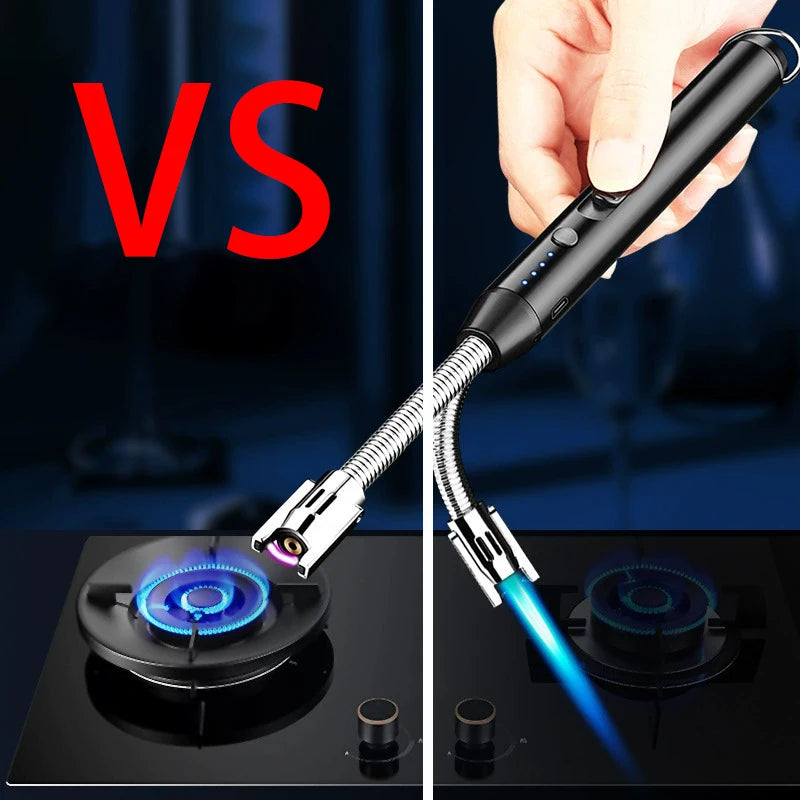 Type-C Rechargeable Kitchen Artifact Portable Smart Pulse Igniter Household Gas Stove Long Handle Electronic Lighter Wholesale