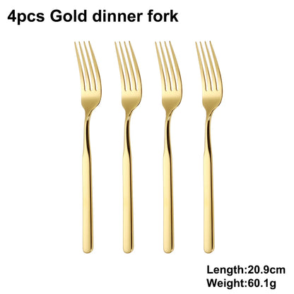 4/6/12/16/18/20/24Pcs Gold Cutlery Set Stainless Steel 304 Tableware Elegant Western Knife Fork Spoon Mirror Dinner Set