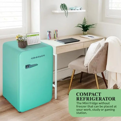 Retro Mini Fridge 3.2 Cu Ft Mint Green Compact Refrigerator for Bedroom Garage Office Under Desk Undercounter Apartment Dorm Ae