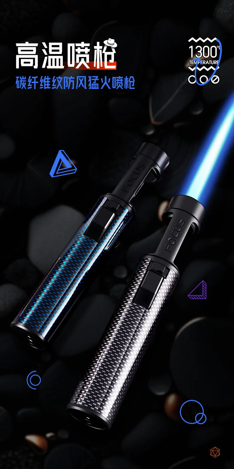 New Powerful Metal Gas Lighter Windproof Kitchen Cooking Torch Flame Jet Barbecue Smoking Accessories Cigar Lighters Men's Gift