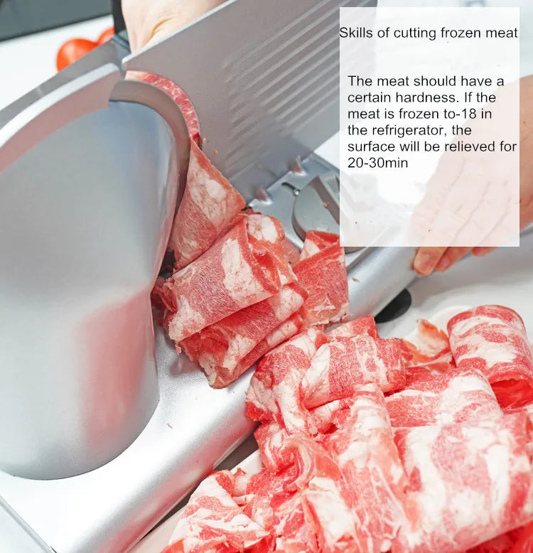 220V Electric Meat Slicer, Commercial Mutton Beef Lamb Cutter, Automatic Vegetable & Bread Slicing Machine, Stainless Steel Food