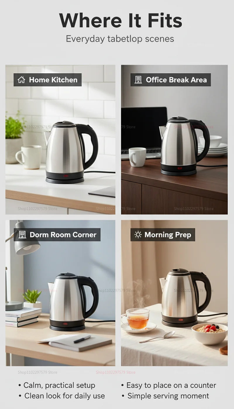 2.0L Smart Kettles Large Capacity Electric Kettle 304 Stainless Steel Durable Portable Water Boiler Pot Fast Boil Quickly Kettle