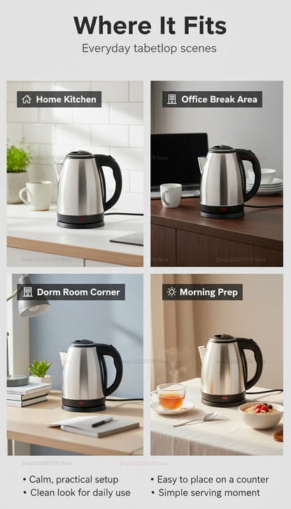 2.0L Smart Kettles Large Capacity Electric Kettle 304 Stainless Steel Durable Portable Water Boiler Pot Fast Boil Quickly Kettle