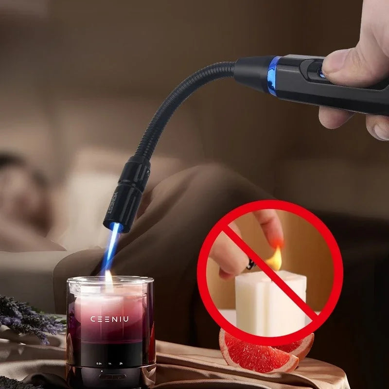 2025 Adjustable Bent Hose Butane Lighter, Windproof Rotary Nozzle, Suitable for Kitchen/barbecue/candle, Inflatable Gas Igniter