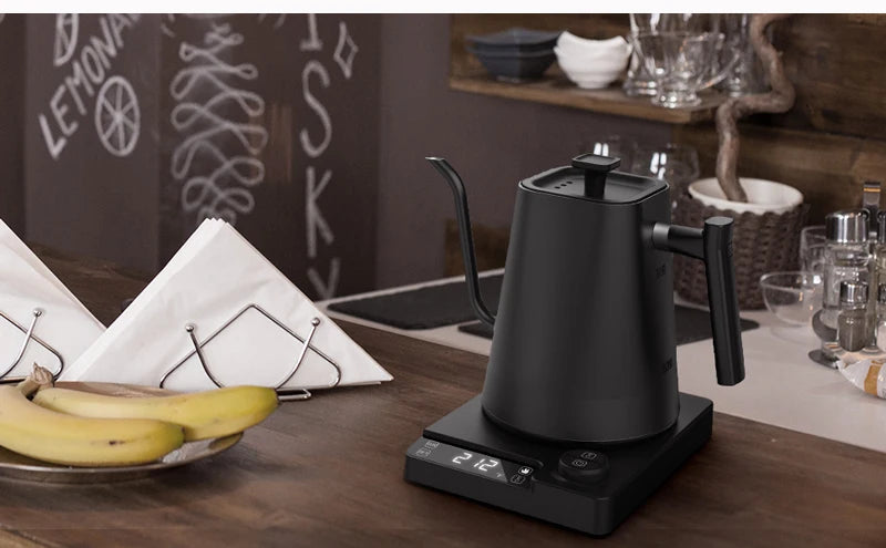 110V/220V Electric Kettle 1.0L Gooseneck Hand Brew Coffee Pot 1200W Rapid Heating Temperature Control Pot Stainless Steel Liner