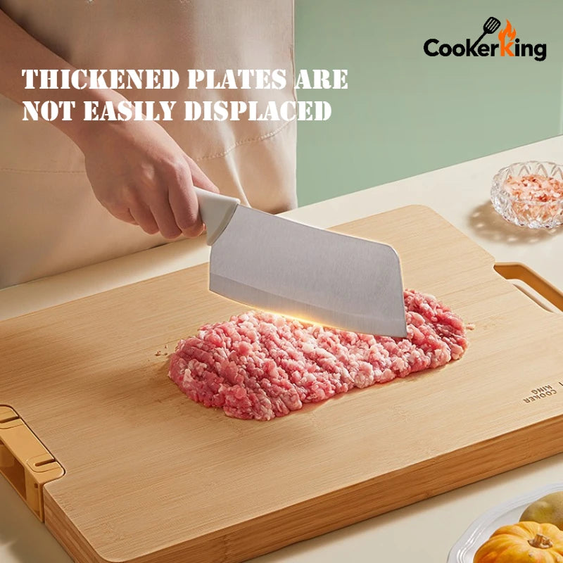 COOKER KING 3 Sizes Standable Cutting Board Moso Bamboo Chopping Board with Sharpening Stone Preparation Board Cost-effective