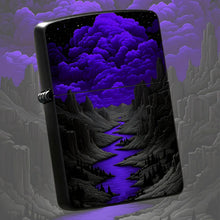 Mysterious Purple Nightriver Landscape Lighter, Starry Cloud Valley Scenic Portable Igniter, Stylish Decor For Outdoor Camping Daily Commute, Unique Exquisite Gift For Scenery Lovers, Artistic Aesthetic Collectible Acce A Hum