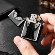 Portable Ignition Accessory With Dark Gothic Faceless Time Keeper Print, Retro Roman Numeral Clock Themed Unique Decor, Stylish Practical Collectible Gift For Daily Use, Gatherings And Creative Display For Art Lovers A Humoro