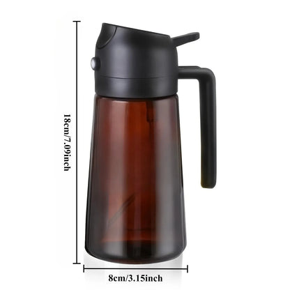 2-in-1 470ml Light Blocking Brown Oil Sprayer for Cooking Olive Oil Dispenser Bottle for Kitchen Oil Bottle Seasoning Tools