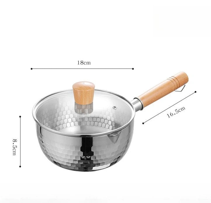 Stainless Steel Yukihira Pan Yukihira Saucepan with Lid Yukihira Pot with Hook Japanese Milk Pot Sauce Pot Cooking Pot