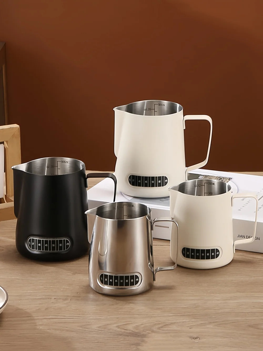 Coffee Milk Frother Jug Temperature Sensing Patch Stainless Steel Accurate Scale Volume Control Advanced Professional CoffeeTool