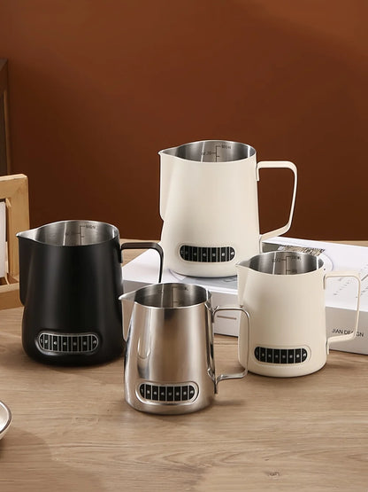 Coffee Milk Frother Jug Temperature Sensing Patch Stainless Steel Accurate Scale Volume Control Advanced Professional CoffeeTool