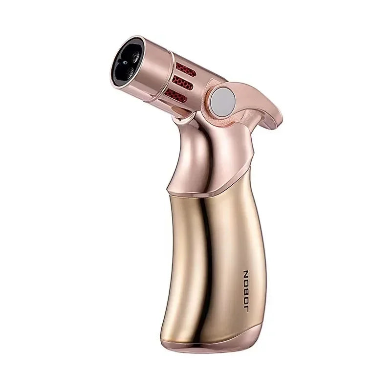 JOBON 4 Flame Jet Butane Gas Spray Gun Lighter Outdoor Windproof Metal Kitchen Baking BBQ Cigar Tool