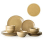 Plates and Bowls Sets 12 Pieces Dinnerware Sets for Kitchen Reactive Glaze Dishes Set for 4 Dishwasher and Microwave Safe Serie