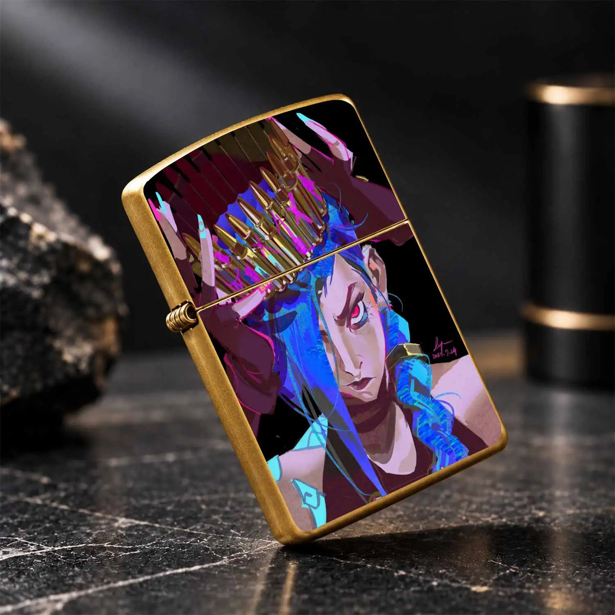 Creative Jinx Bullet Chain Themed Lighter, Stylish Cyber Neon Style Desktop Ornament, Portable Daily Use Ignition Tool, Ideal Gift For Friends And Fans For Collection, Trendy Peripheral For Birthday Holiday, Suitable For All