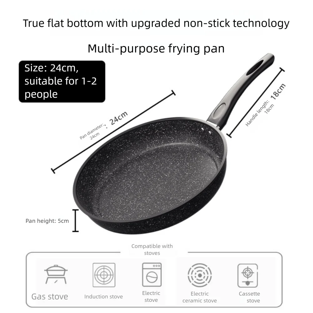 22/24/26/28cm Steak Frying Pan with Glass Lid Stone Skillet Cookware Muliti-Purpose NonStick Kitchen Cooking Tools