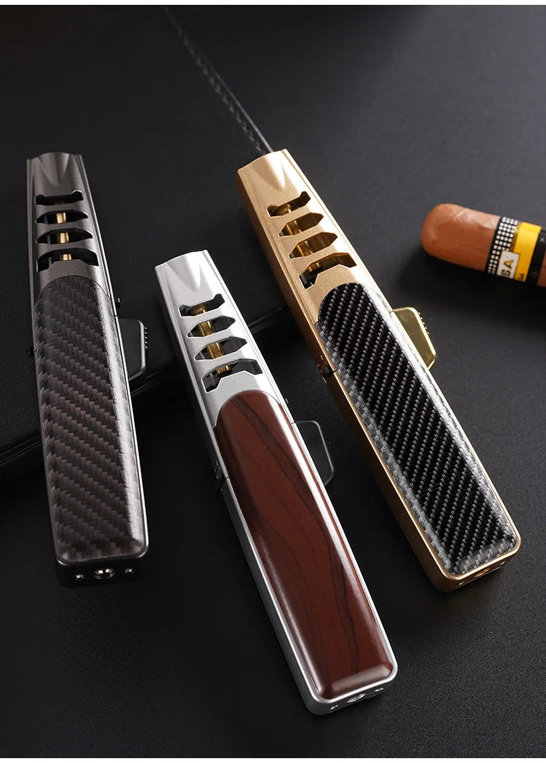 1300° High Power Welding Gun Windproof Turbine Butane Gas Lighter Safety Lock Switch Outdoor BBQ Kitchen Cigar Lighters Smoking