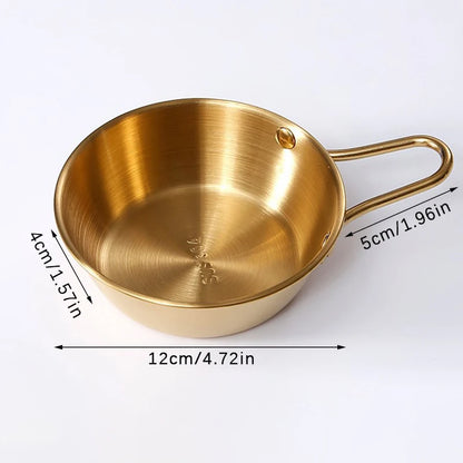 Round Rice Wine Bowl with Handle Stainless Steel Household Food Sauce Bowls Cups Tableware Dinnerware Kitchen Utensils