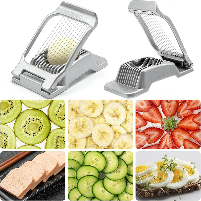 Aluminum Alloy Egg Slicer Egg Slicer Cutter for Boiled Eggs Multipurpose Slicer for Egg Ham Strawberry Banana Kitchen Gadget