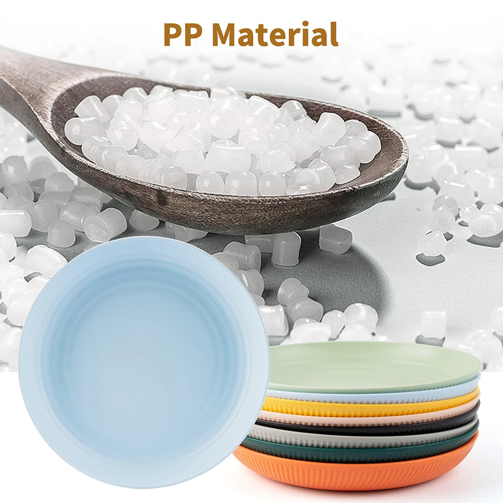 4/16Pcs Grey Straw Cutlery Set Dishes Bowls Disk Water Cup Tableware Plastic Unbreakable Polypropylene Kitchen Dinnerware