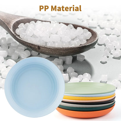 4/16Pcs Grey Straw Cutlery Set Dishes Bowls Disk Water Cup Tableware Plastic Unbreakable Polypropylene Kitchen Dinnerware