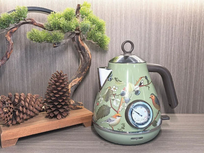 220V Retro Home Electric Kettle 304 Stainless Steel Quick Boiling Kettle Teapot Auto Power Off With Temperature Display 1.7L