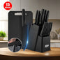 15 Pieces Kitchen Knife Set Stainless Steel Knife Slip Handle with Scissors Sharpener Cutting All-Round